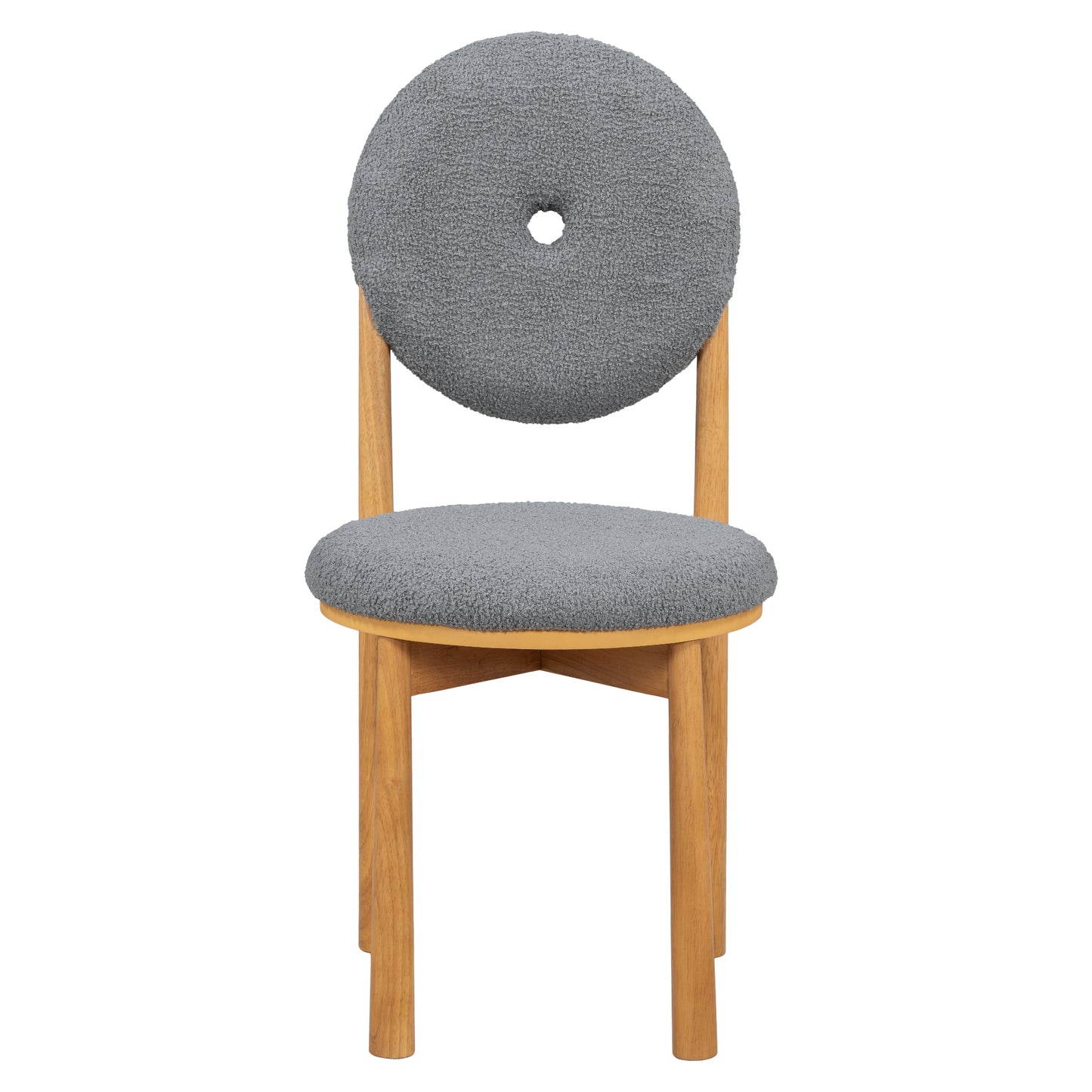 Velvet Fabric Donut Dining Chairs Set of 2 - Gray