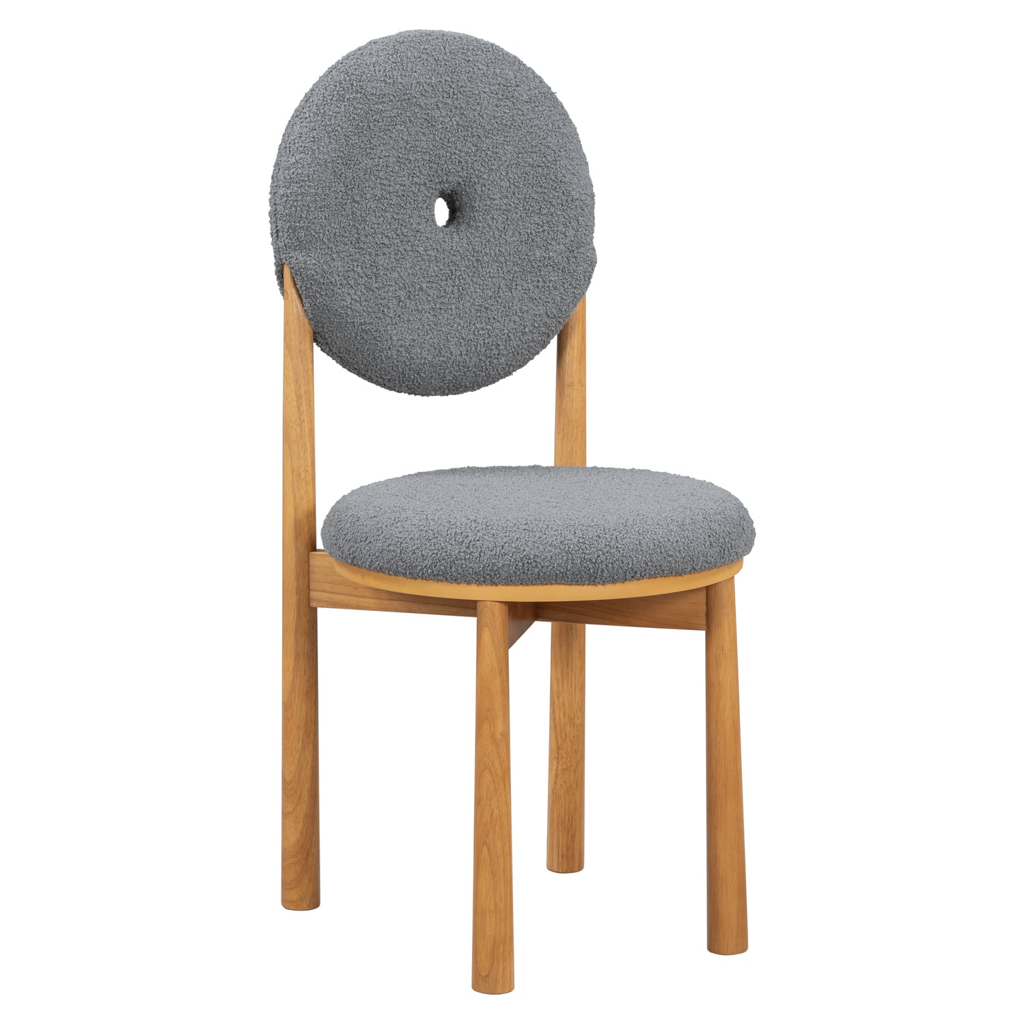 Velvet Fabric Donut Dining Chairs Set of 2 - Gray