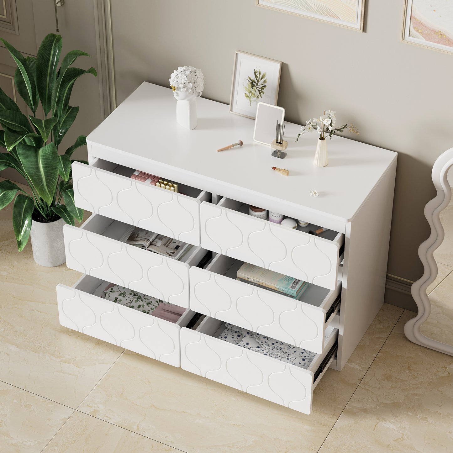 Versatile White 6-Drawer Chest for Home