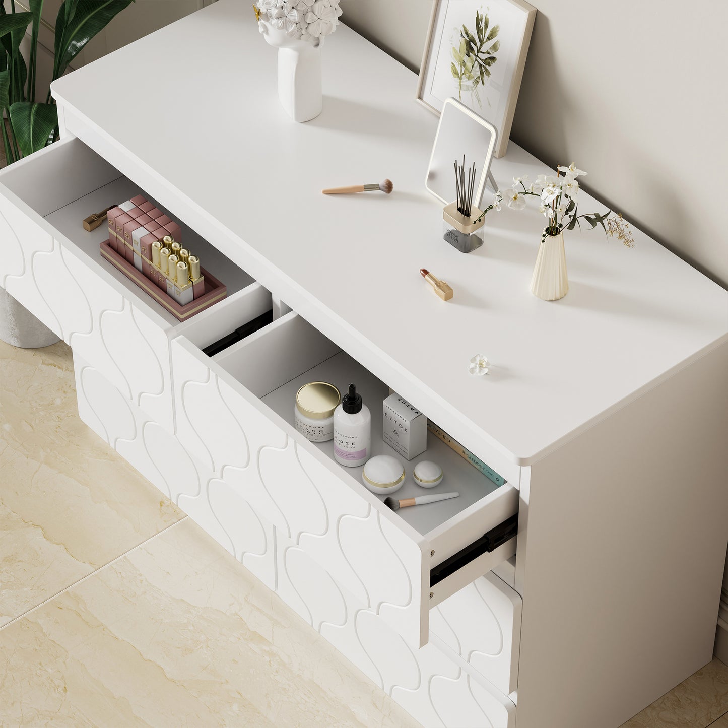 Versatile White 6-Drawer Chest for Home