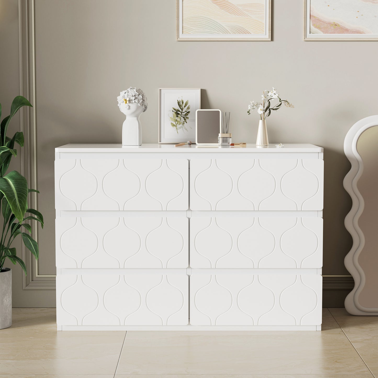 Versatile White 6-Drawer Chest for Home