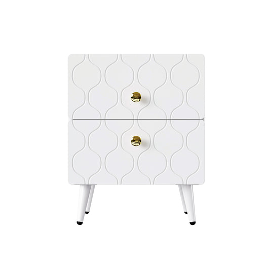 Stylish Modern White Bedside Tables with Gold Accents,Two-pack