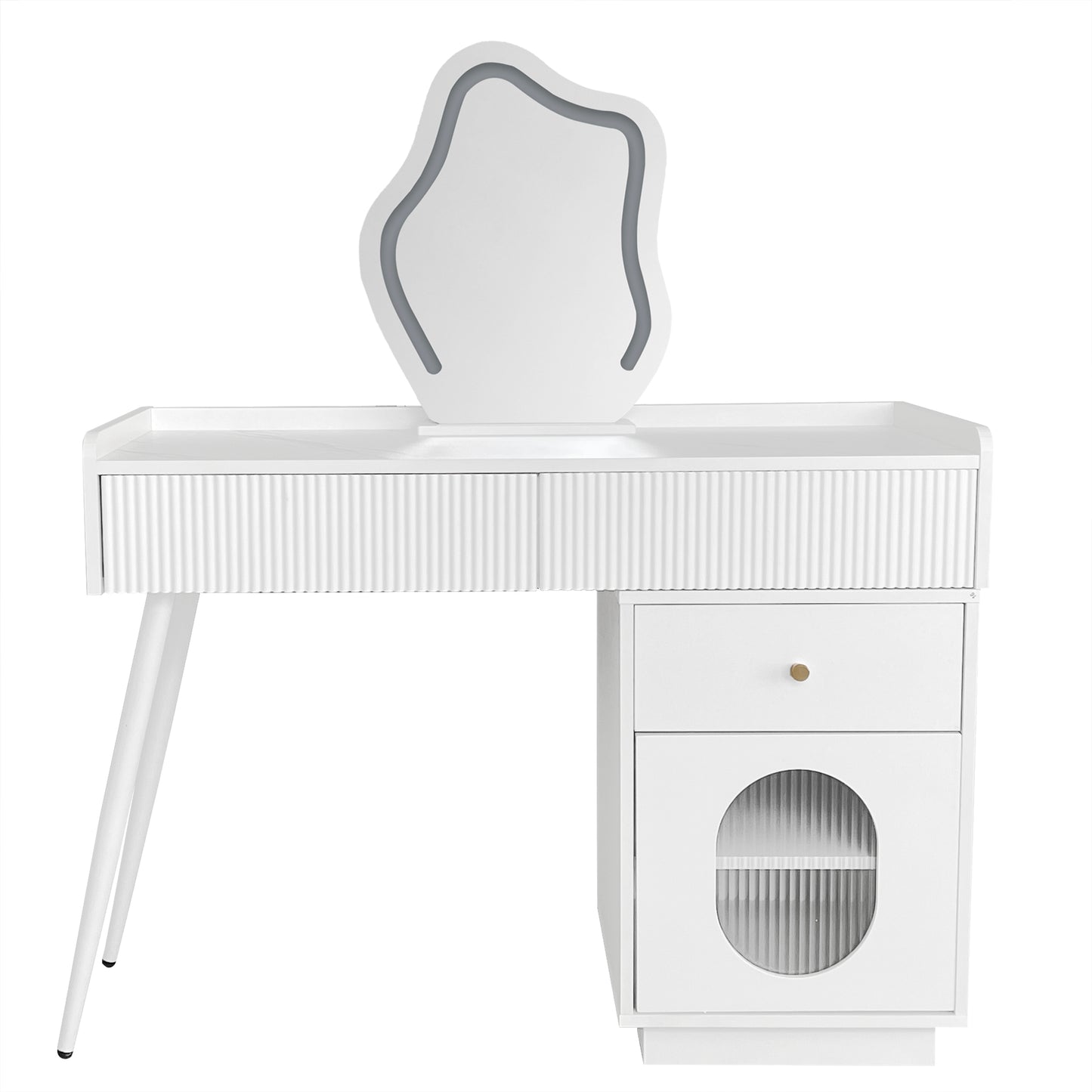 White Bedroom Dressing Table Set with LED Mirror