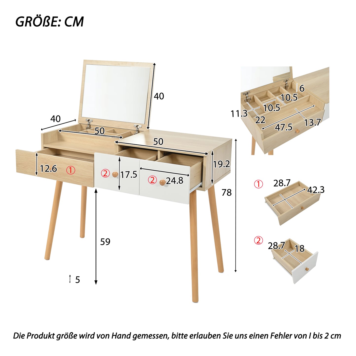 Elegant Wooden Dressing Table with Mirror and Ample Storage