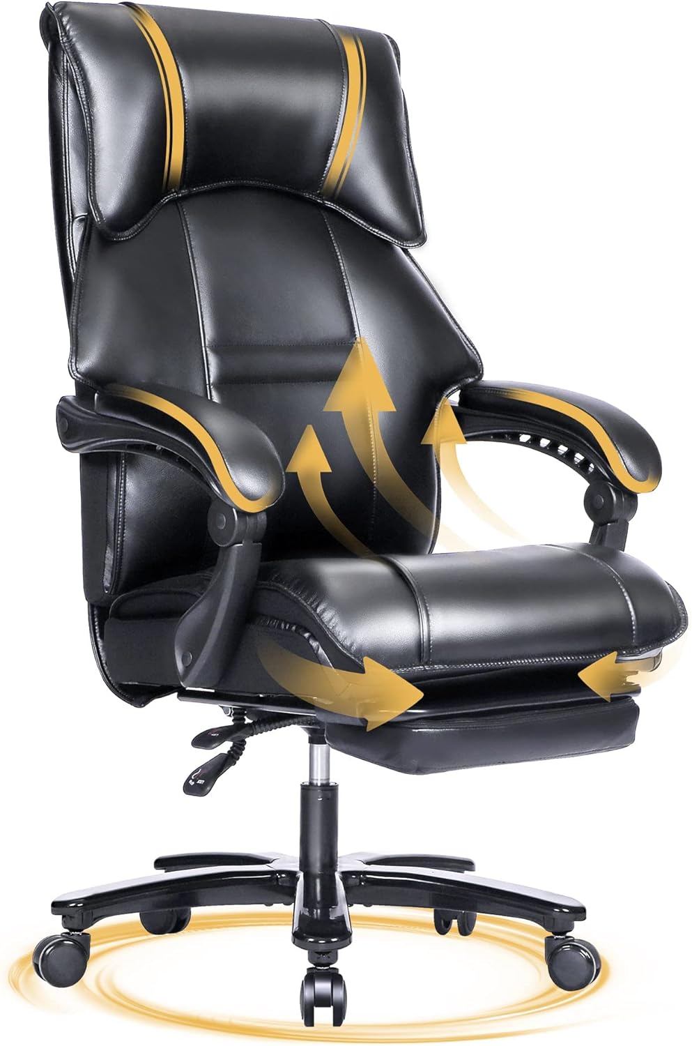 Luxurious 200KG Capacity Executive Office Chair with PU Leather and Footrest