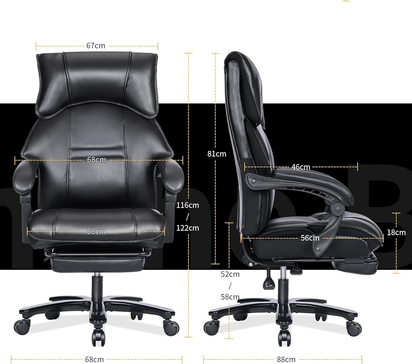 Luxurious 200KG Capacity Executive Office Chair with PU Leather and Footrest