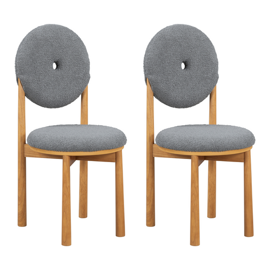 Velvet Fabric Donut Dining Chairs Set of 2 - Gray