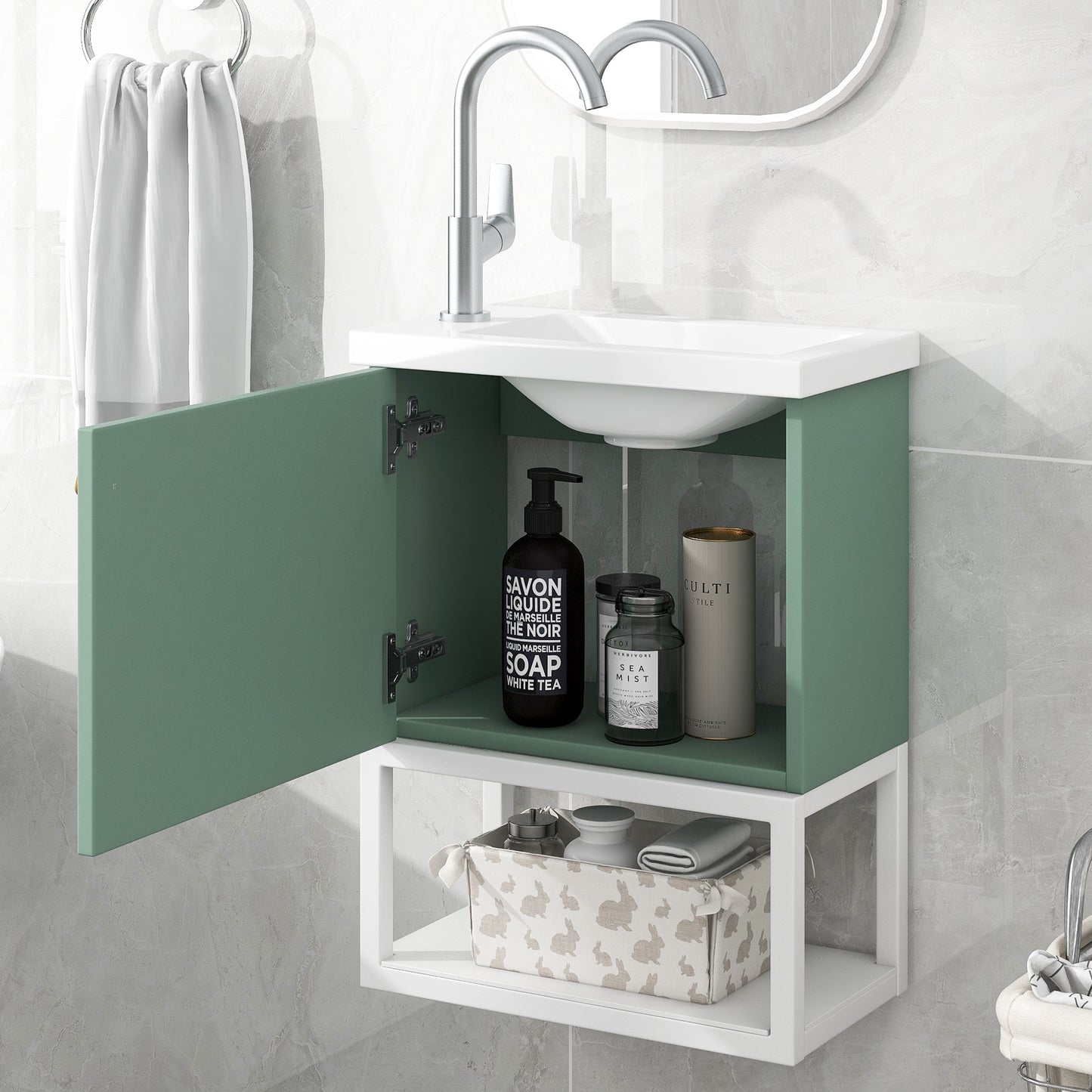 （Z）Bathroom furniture washbasin with vanity Vanity unit Vanity unit hanging Small guest bathroom furniture