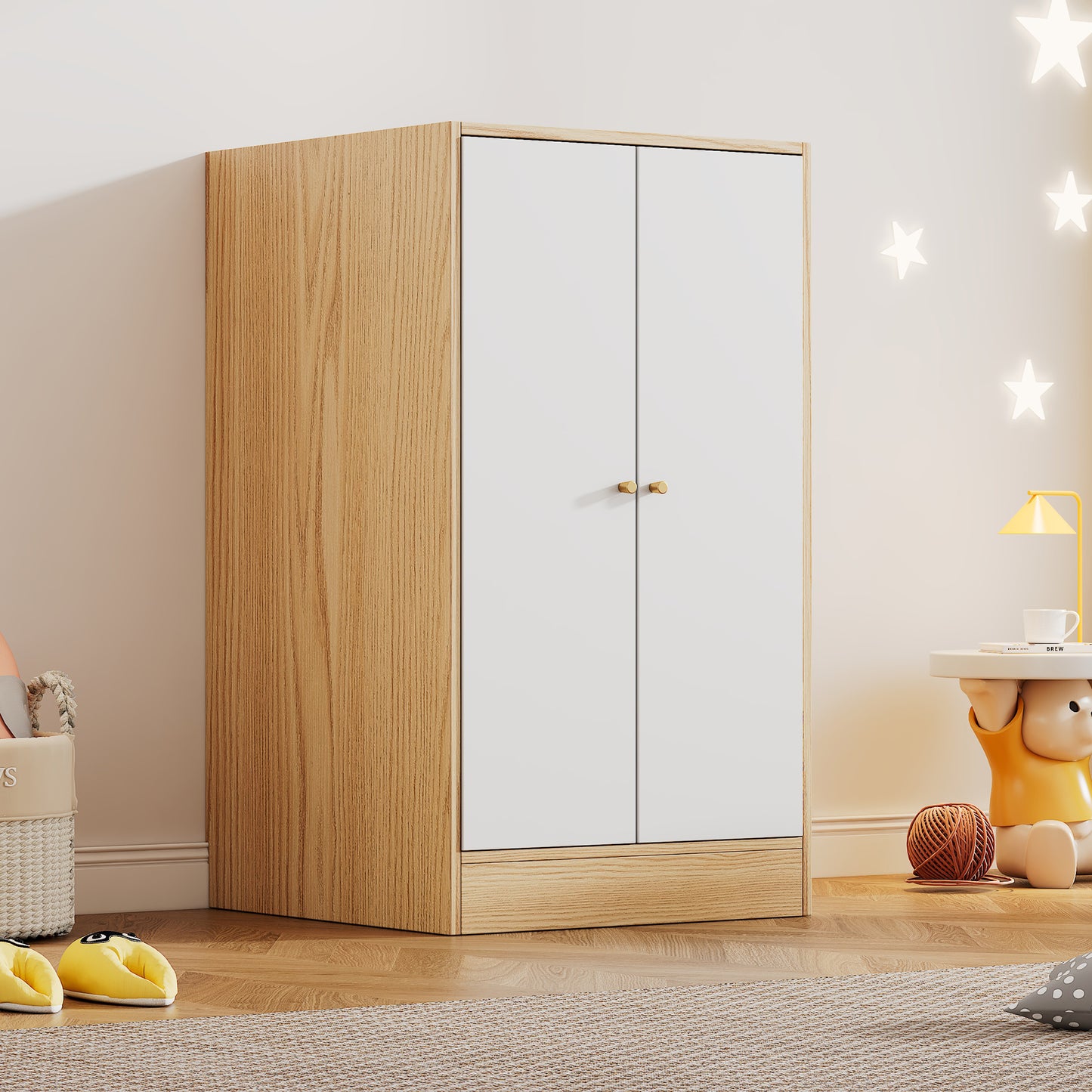 (Z)Minimalist Two Door Wardrobe - For bedroom, living room, children's roomMultifunctional storage cabinet