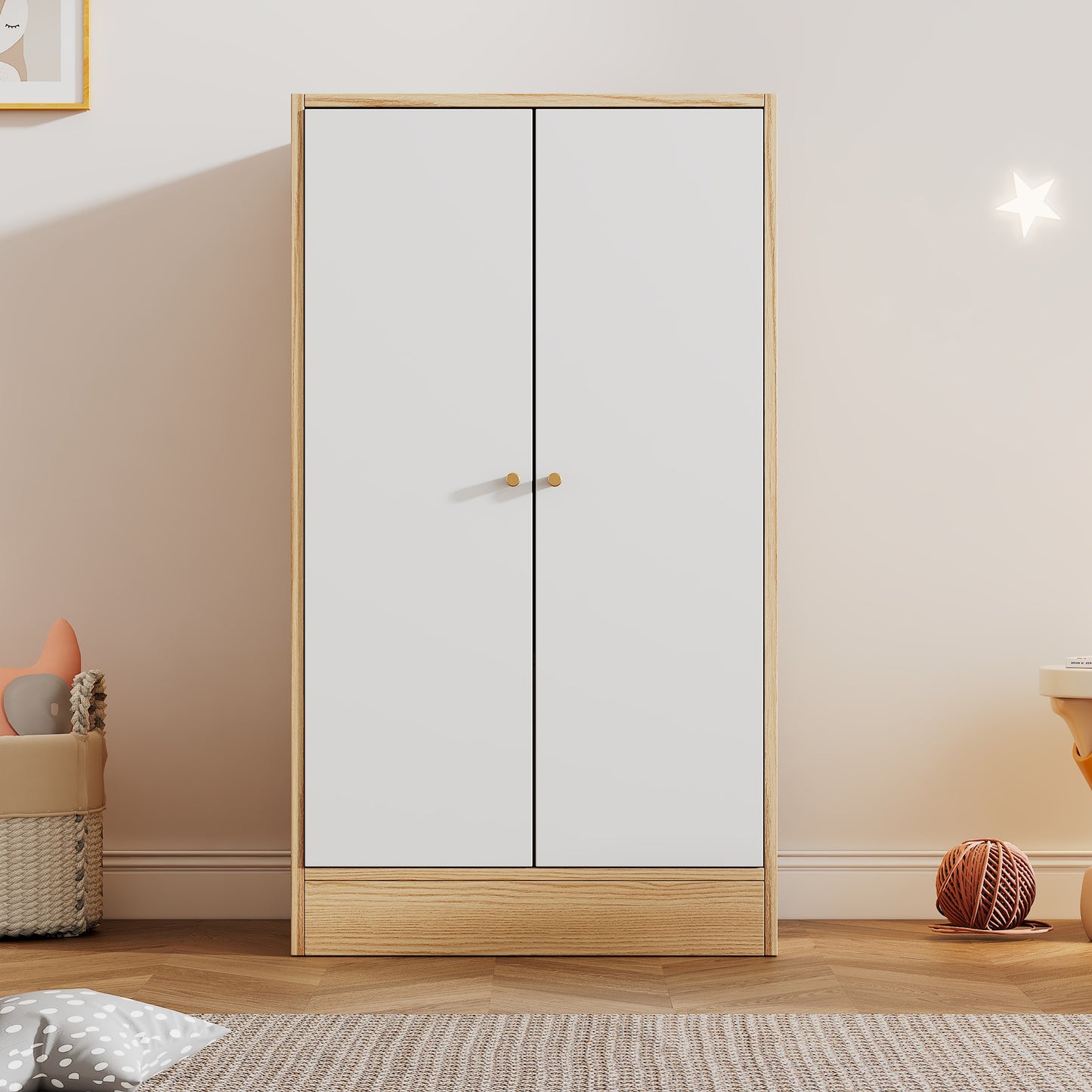 (Z)Minimalist Two Door Wardrobe - For bedroom, living room, children's roomMultifunctional storage cabinet