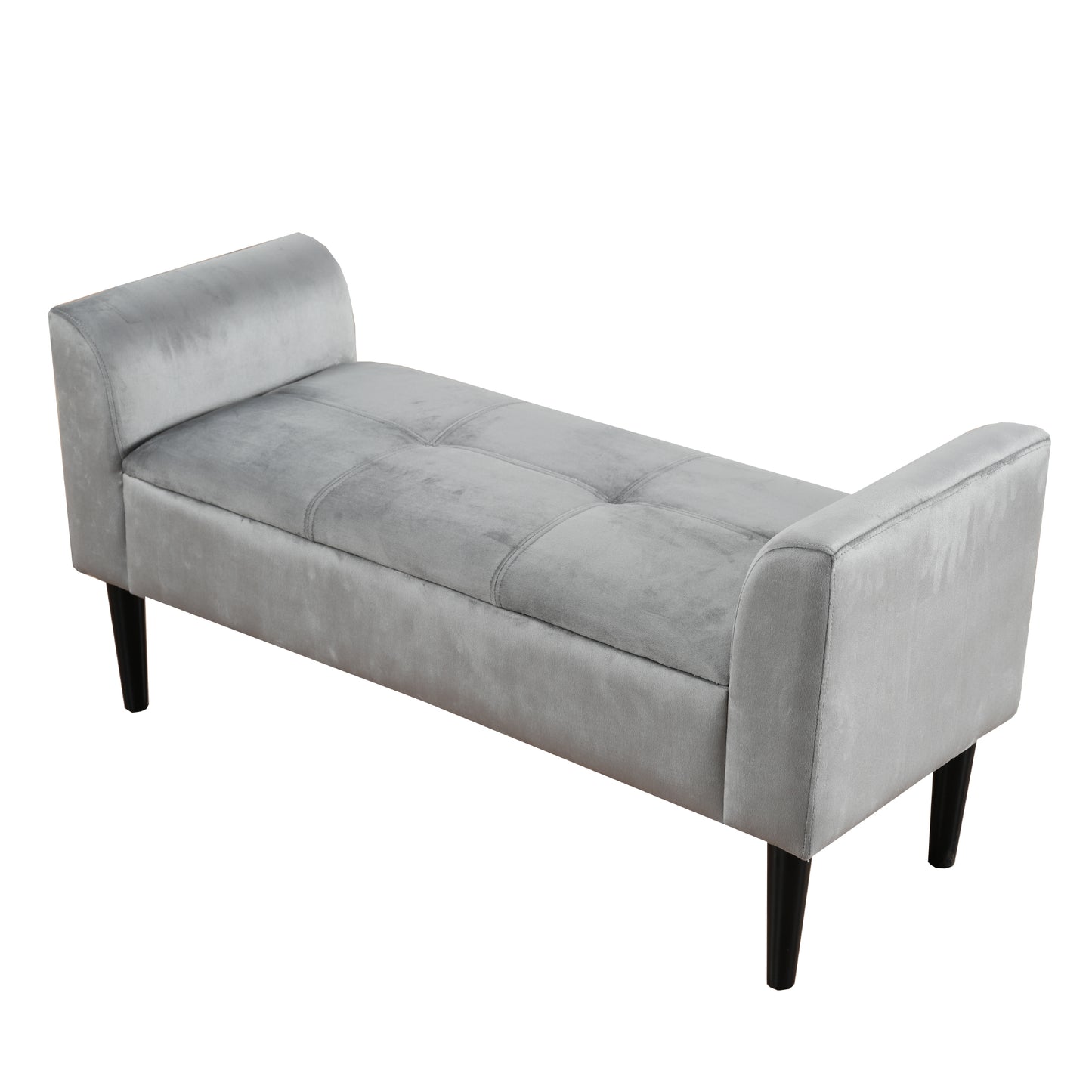 Grey Velvet Upholstered Bench with Quilted Pattern for Multi-Room Use