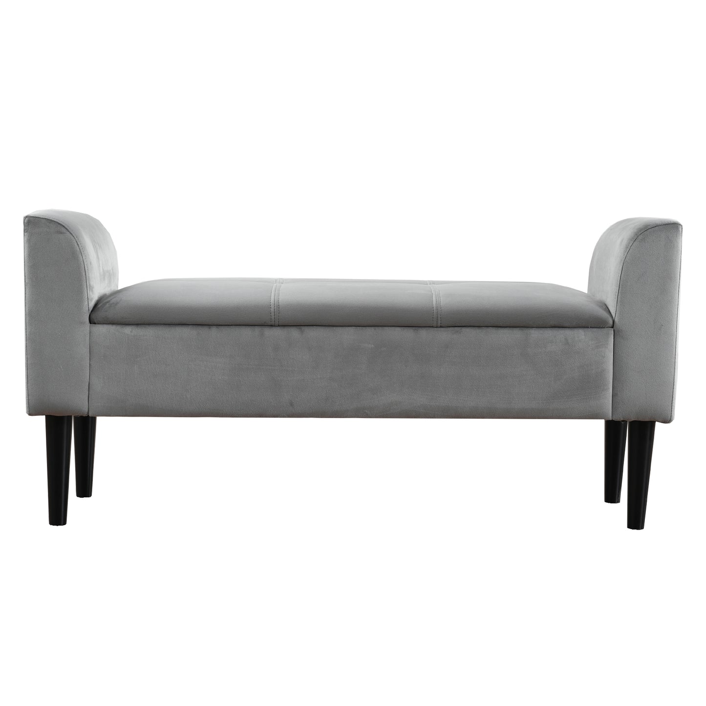 Grey Velvet Upholstered Bench with Quilted Pattern for Multi-Room Use