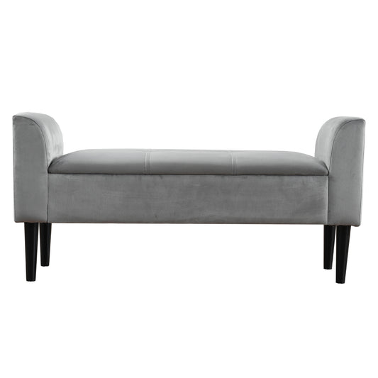 Grey Velvet Upholstered Bench with Quilted Pattern for Multi-Room Use