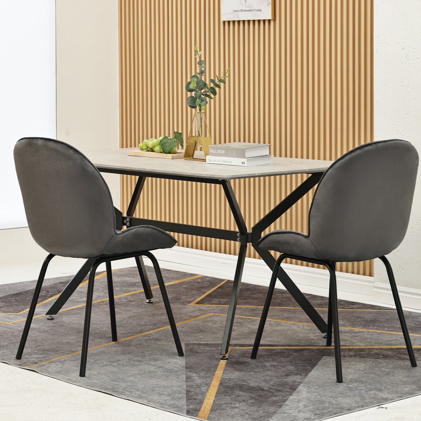 Velvet Dining Chairs-Round Back, Metal Frame, 150kg Load Capacity-Set of 2