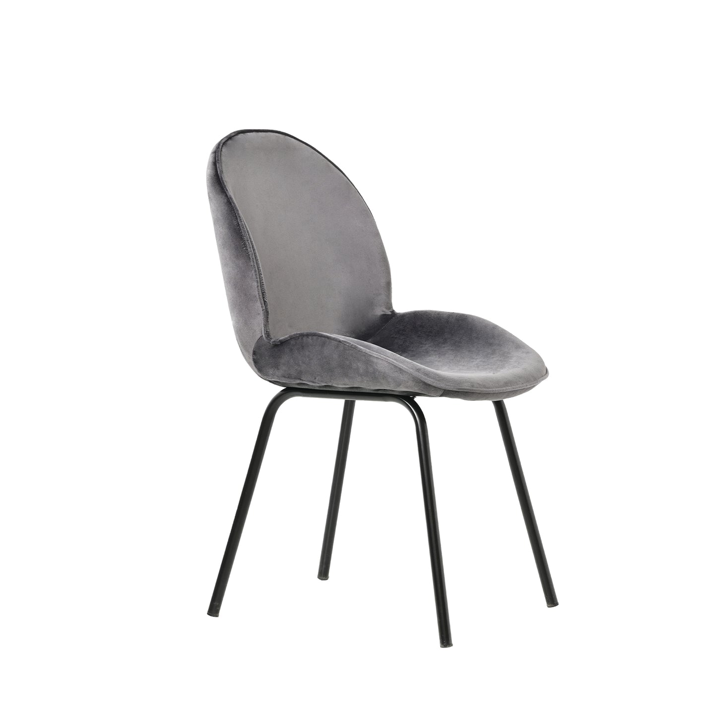 Velvet Dining Chairs-Round Back, Metal Frame, 150kg Load Capacity-Set of 2