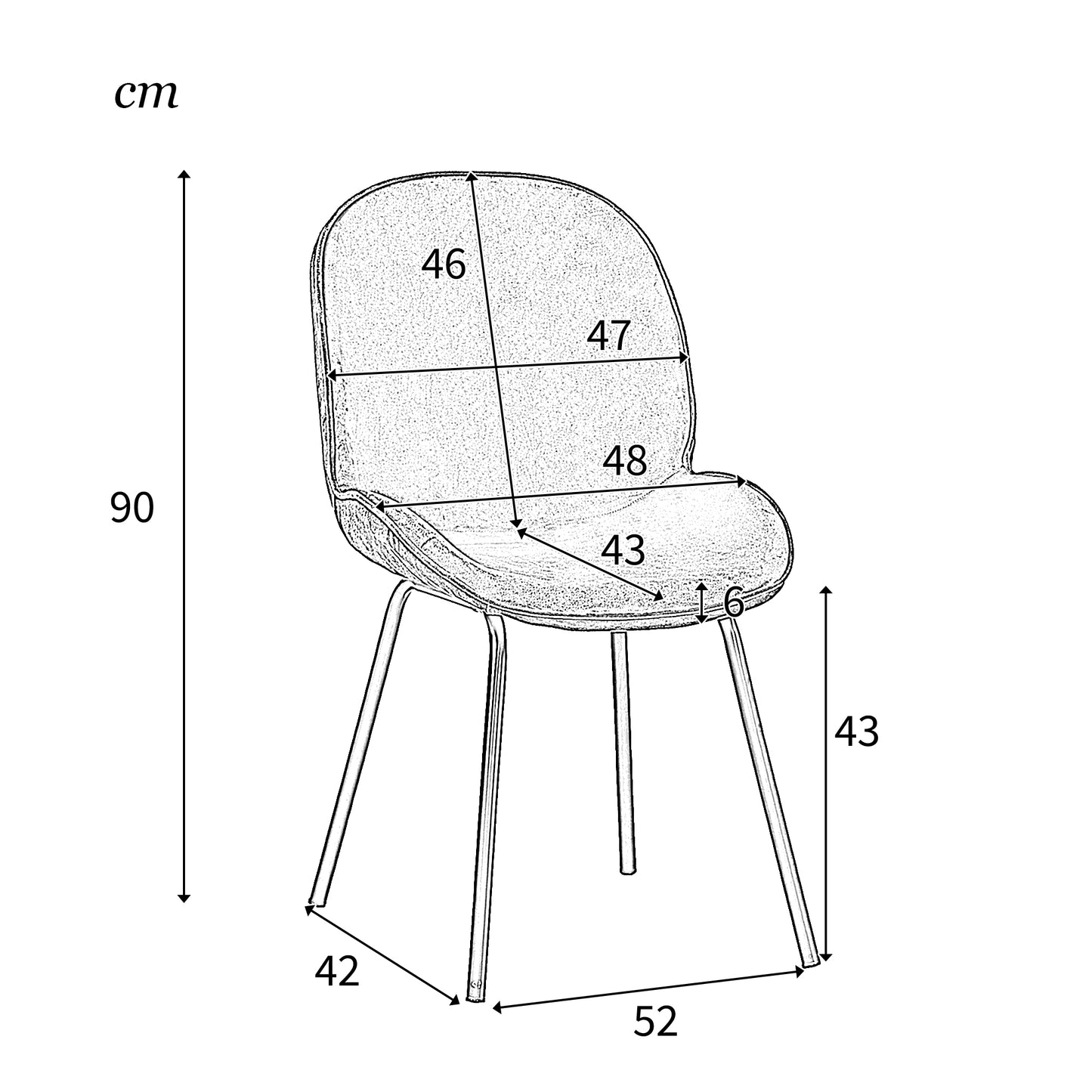 Velvet Dining Chairs-Round Back, Metal Frame, 150kg Load Capacity-Set of 2