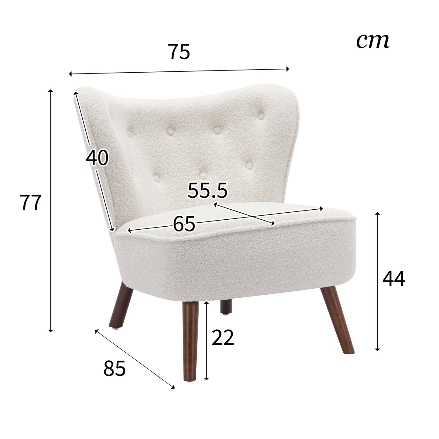 Modern High-Back Leisure Chair with Solid Wood Legs