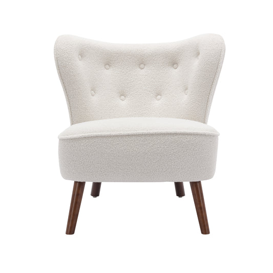 Modern High-Back Leisure Chair with Solid Wood Legs