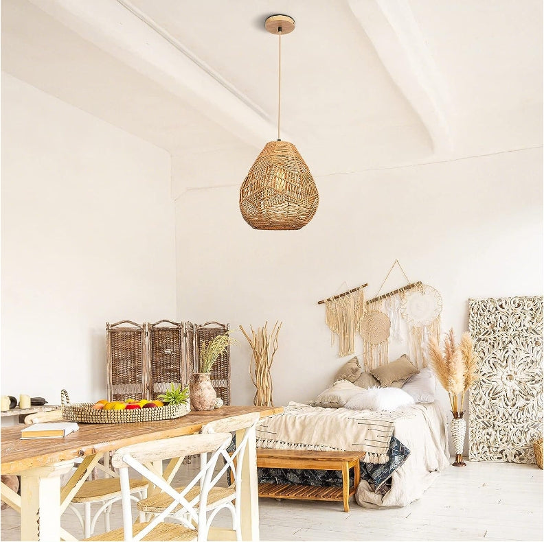 Natural Fibre Lamp Handmade Rattan Decorative Chandelier