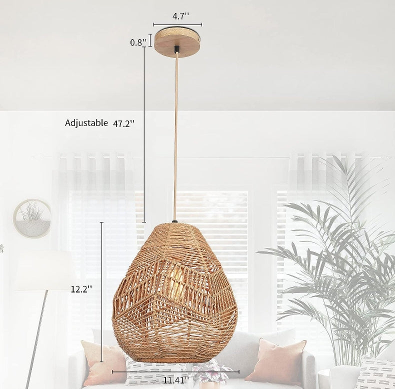 Natural Fibre Lamp Handmade Rattan Decorative Chandelier