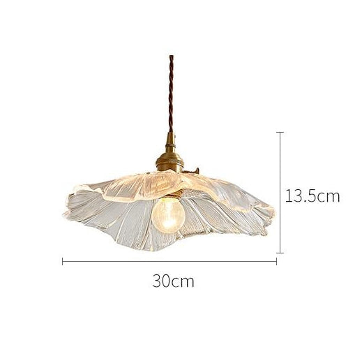 Brass Lotus Leaf Crystal Glass Chandelier