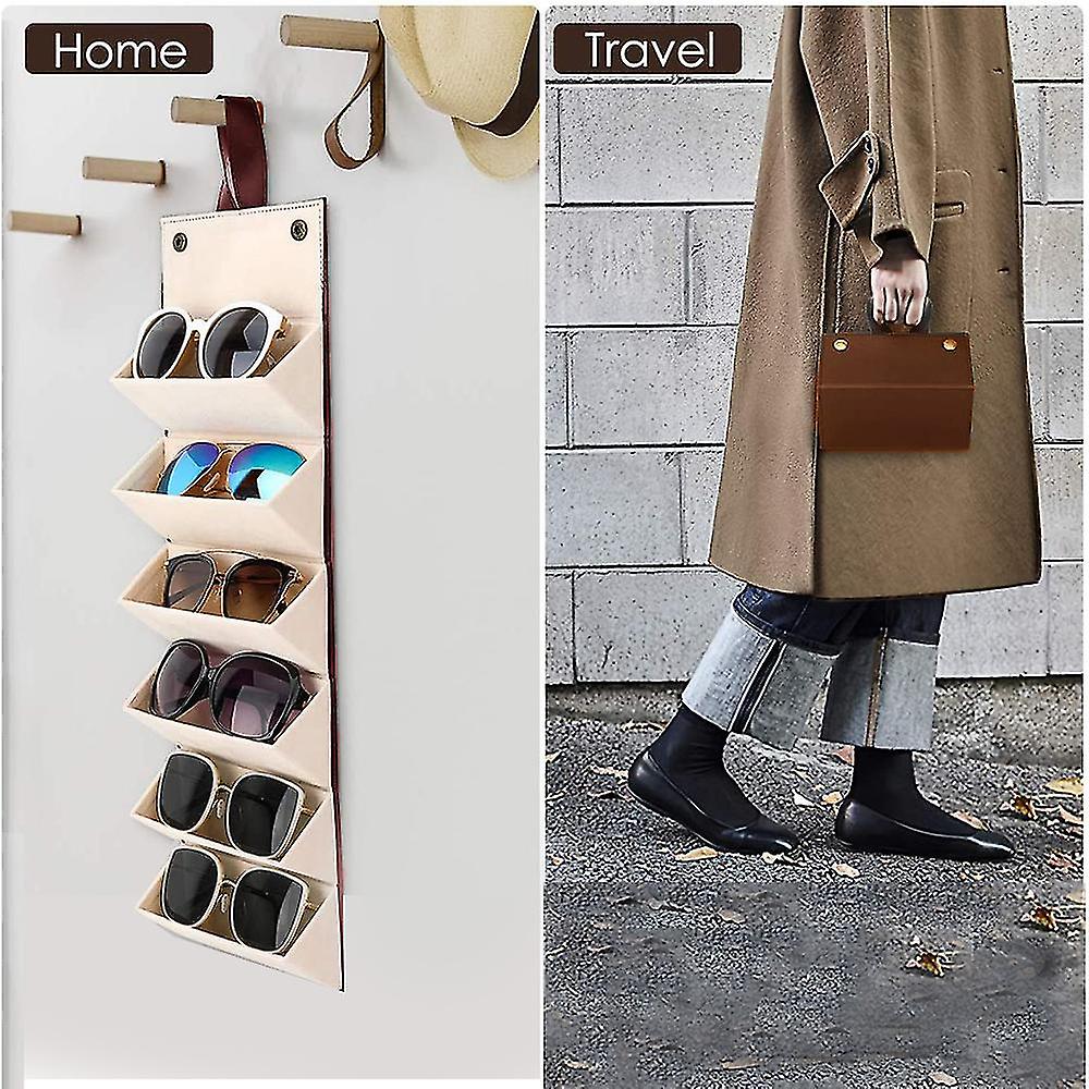 (Y)Sunglasses Organizer 6 Slots Travel Glasses Case Multiple Pairs Eyeglasses Storage Box Hanging Eyewear Holder