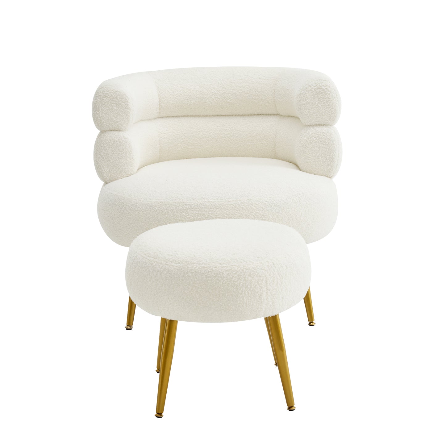 Luxurious White Chaise Longue with Footstool for Living Room Elegance