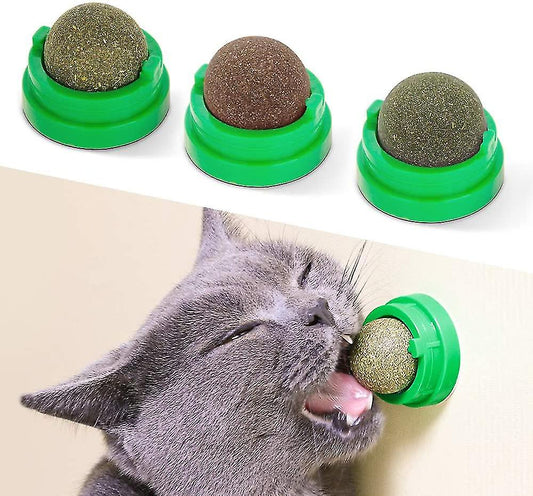 (Y)3 Silvervine Catnip Balls Edible Kitty Toys For Cats Lick Safe Healthy Kitten Chew Toys