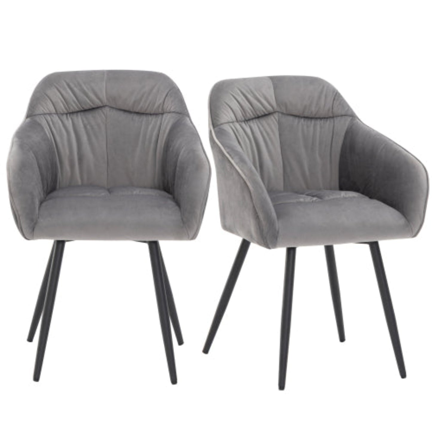 (p)Grey Velvet Dining Chairs with Metal Legs - Upholstered for Luxurious Living and Dining