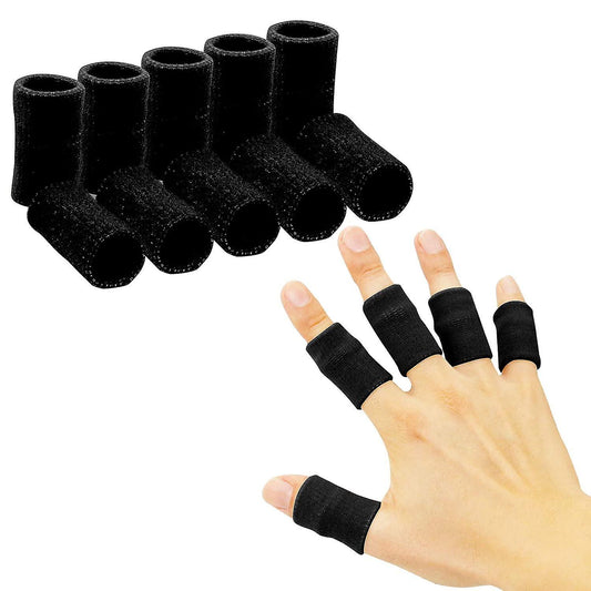 (Y)20 Pack Finger Sleeves , Thumb Splint Brace For Finger Support, Breathable Elastic Finger Tape, Compression Pression Protector(black)