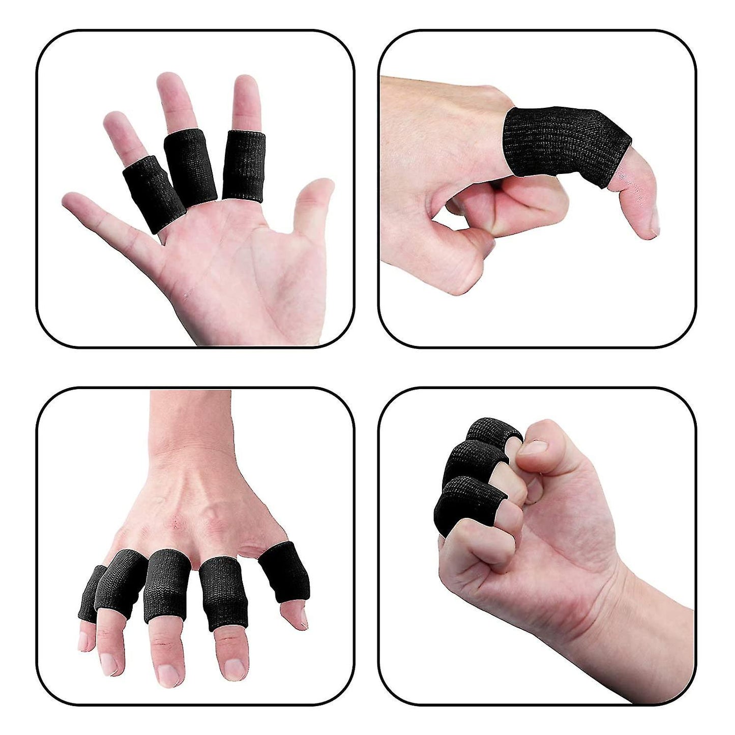 (Y)20 Pack Finger Sleeves , Thumb Splint Brace For Finger Support, Breathable Elastic Finger Tape, Compression Pression Protector(black)