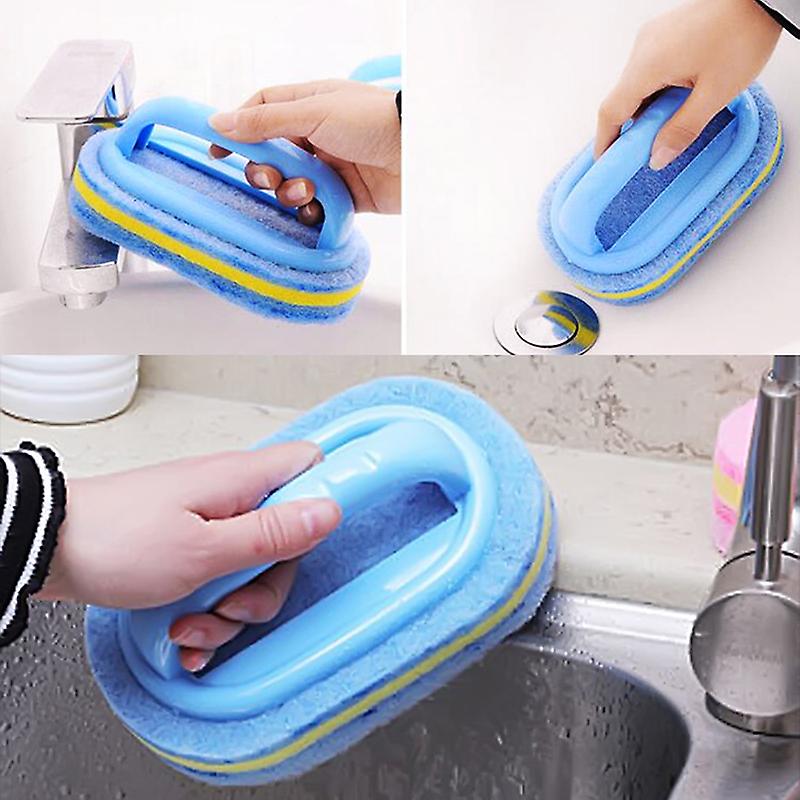 (Y)3pcs Multi-function Durable Cleaning Brush Kitchen Bathroom Toilet Cleaning Bath Brush Sponge Brush Bathtub Tools Cleaning Tools