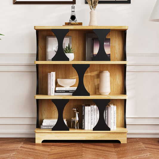 Modern Hollow Design Bookshelf - Space-Saving, Wood, W80xW30xH100