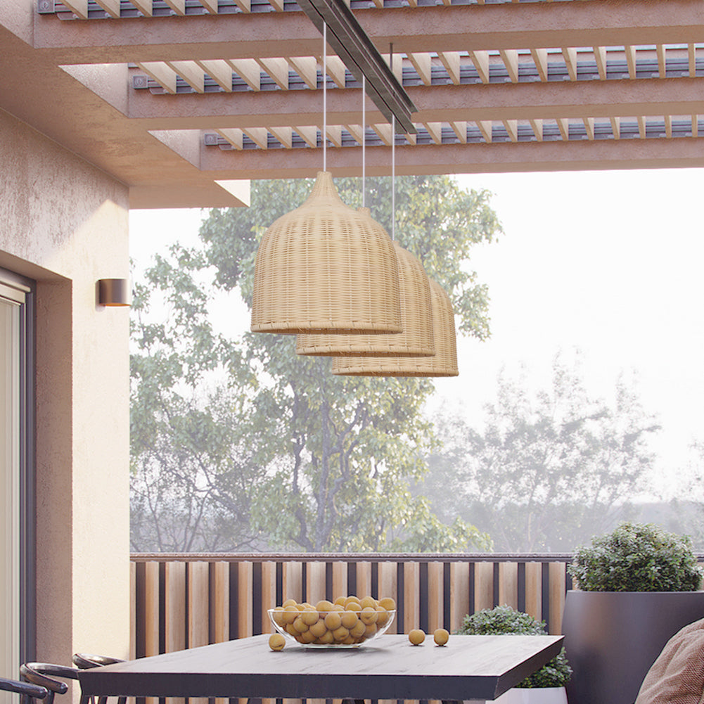 (M) Rattan Chandelier Pendant Lighting E27 Large Hanging Lampshade Fixture for Home Decoration