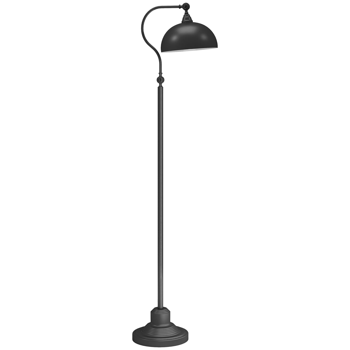 Floor lamp, floor lamp with E27 socket, adjustable lampshade, 40 W, arc lamp in vintage design, stable stand, black