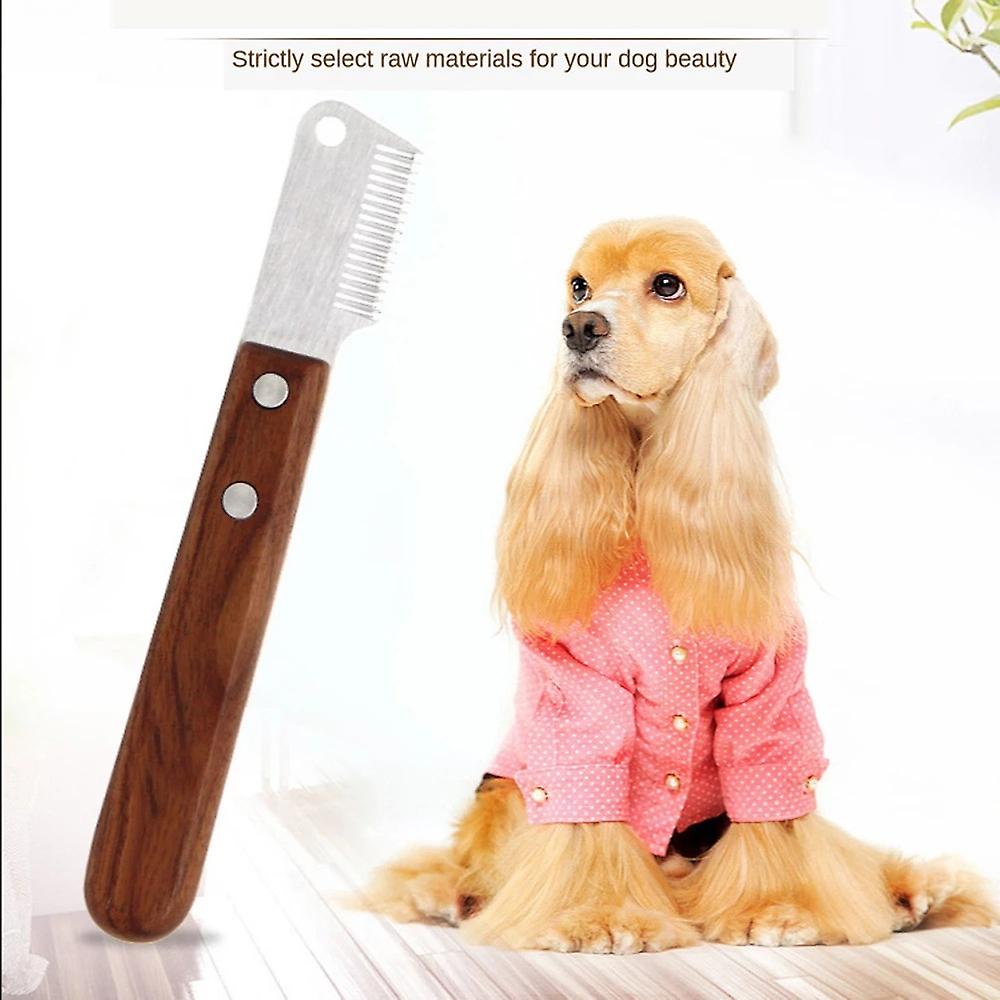 (Y)Professional Dog Stripping Knife, Dog Stripping Knife, Manual Stripping Knife for Border Terriers, Pet Grooming Tools, Ergonomic Wooden Handle