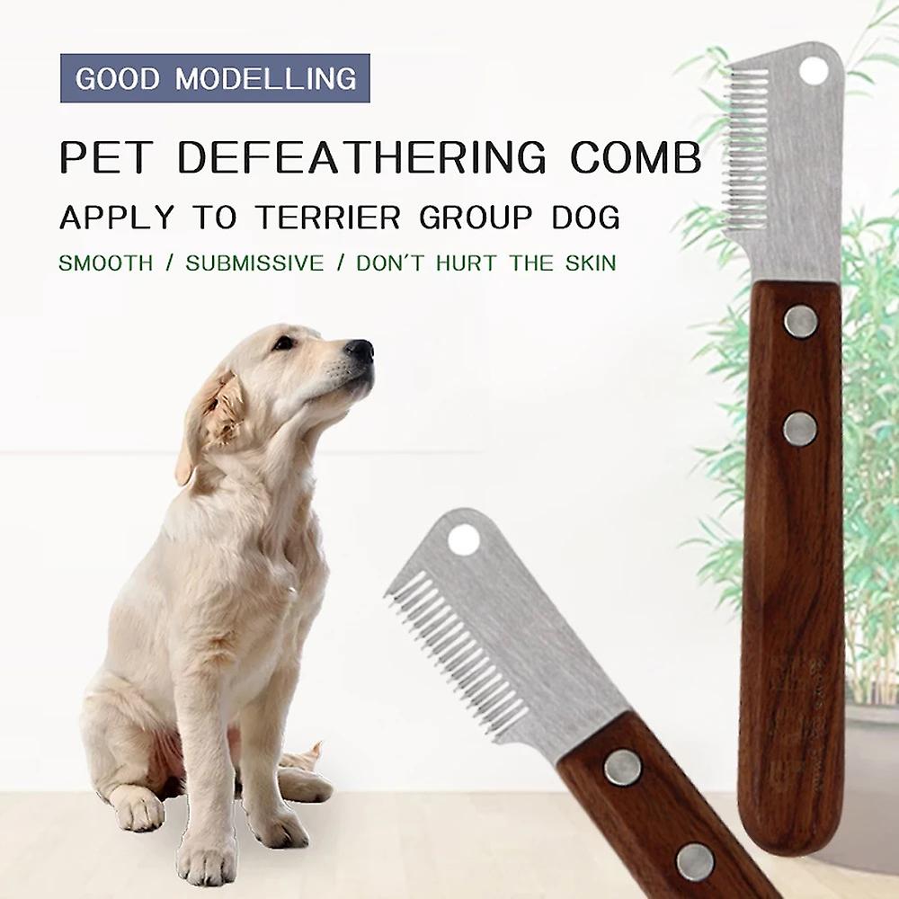 (Y)Professional Dog Stripping Knife, Dog Stripping Knife, Manual Stripping Knife for Border Terriers, Pet Grooming Tools, Ergonomic Wooden Handle