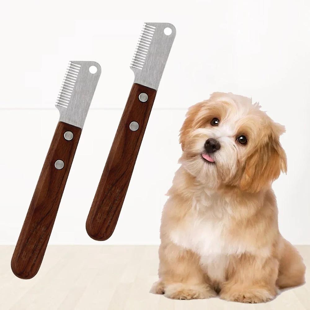 (Y)Professional Dog Stripping Knife, Dog Stripping Knife, Manual Stripping Knife for Border Terriers, Pet Grooming Tools, Ergonomic Wooden Handle