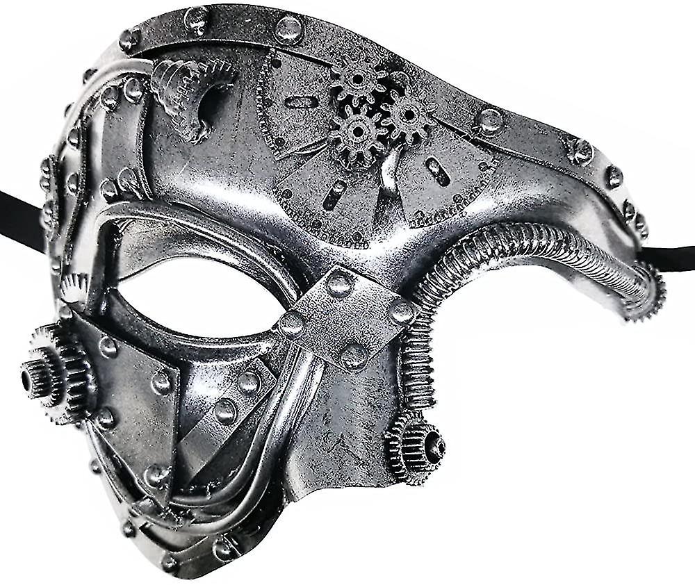 (Y)Metal Cyborg Mask, Masquerade Mask For Halloween Costume Party/phantom Of The Opera/mardi Gras Ball