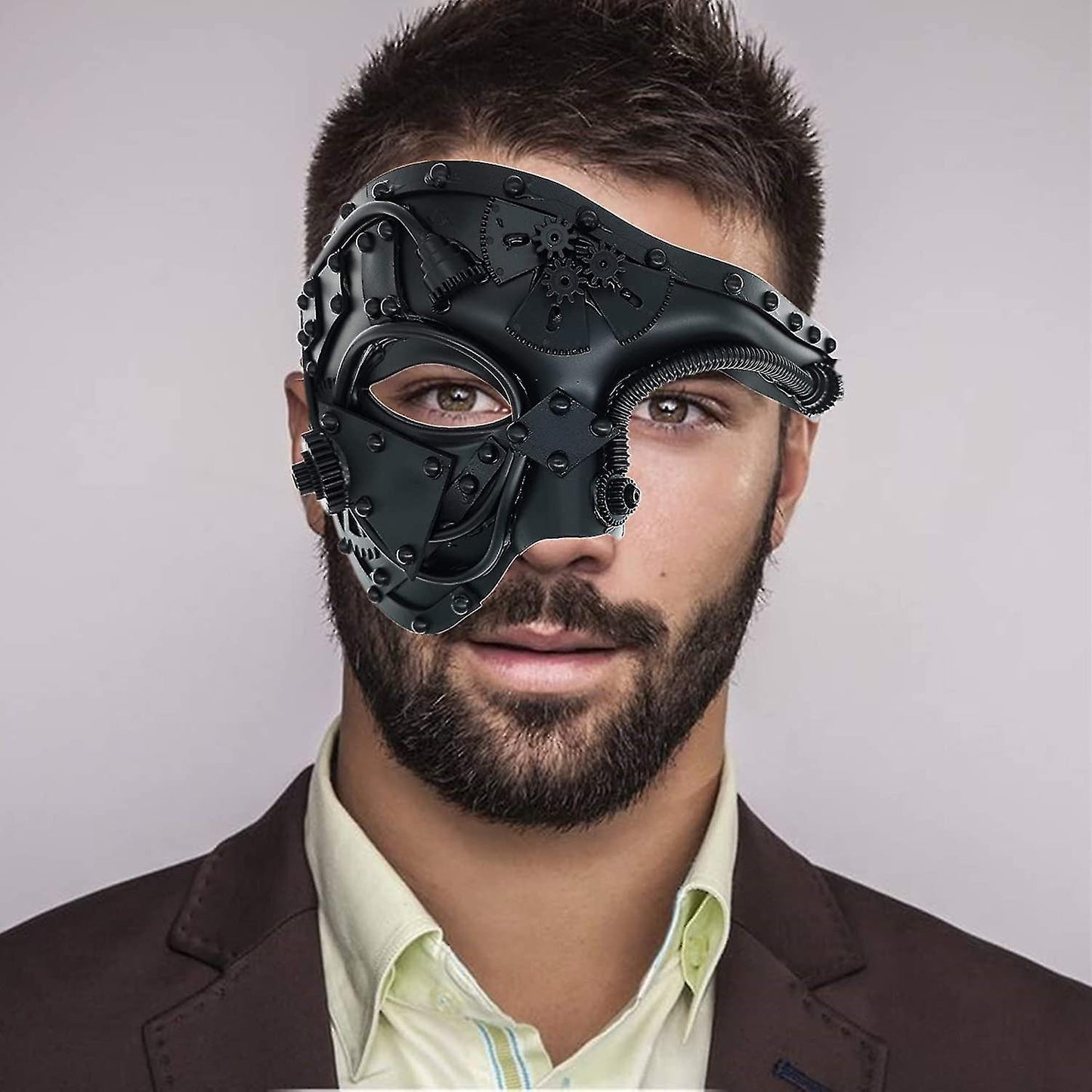 (Y)Metal Cyborg Mask, Masquerade Mask For Halloween Costume Party/phantom Of The Opera/mardi Gras Ball