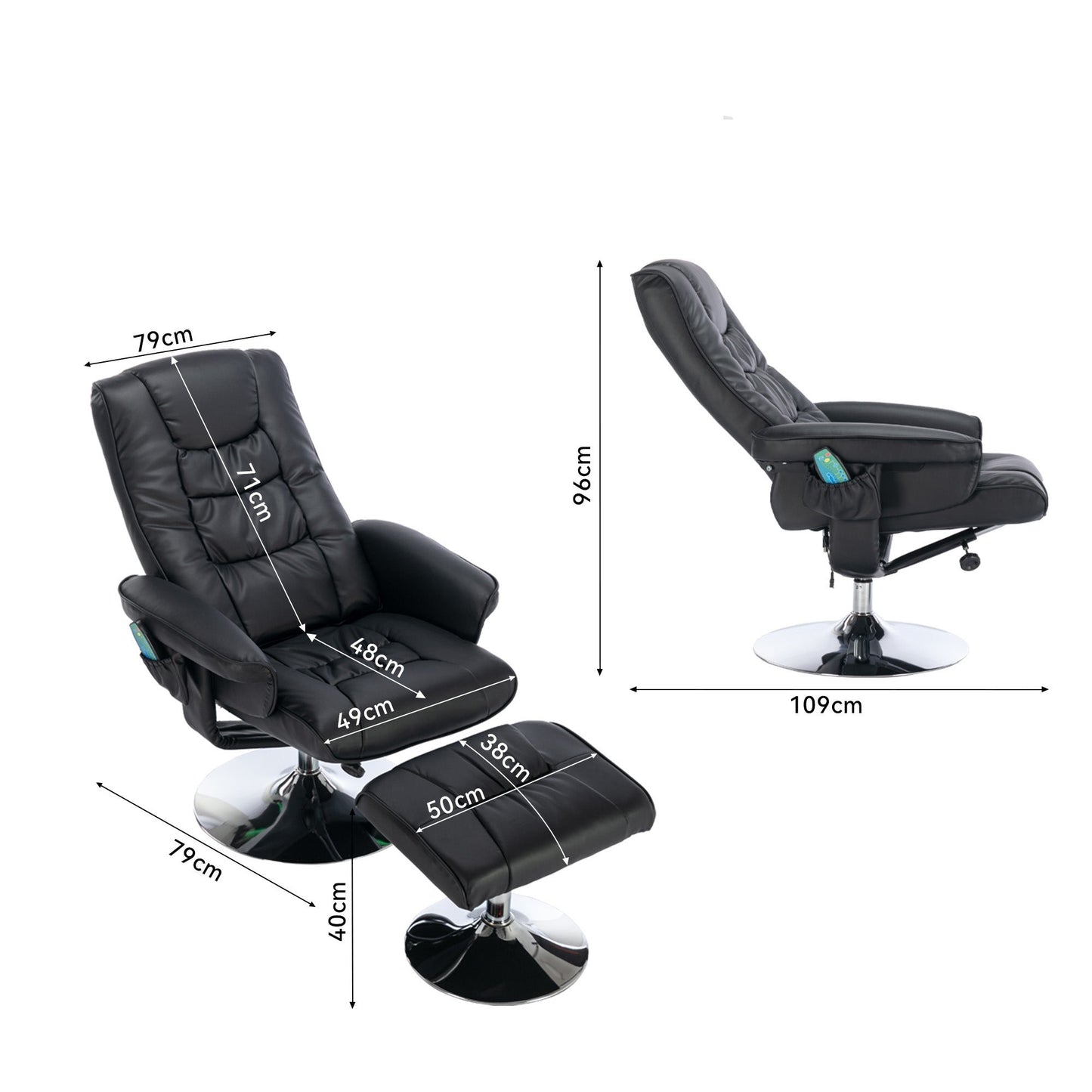 Luxurious PU Leather Massage Chair with Ottoman - 5-Point Massage for Home Relaxation