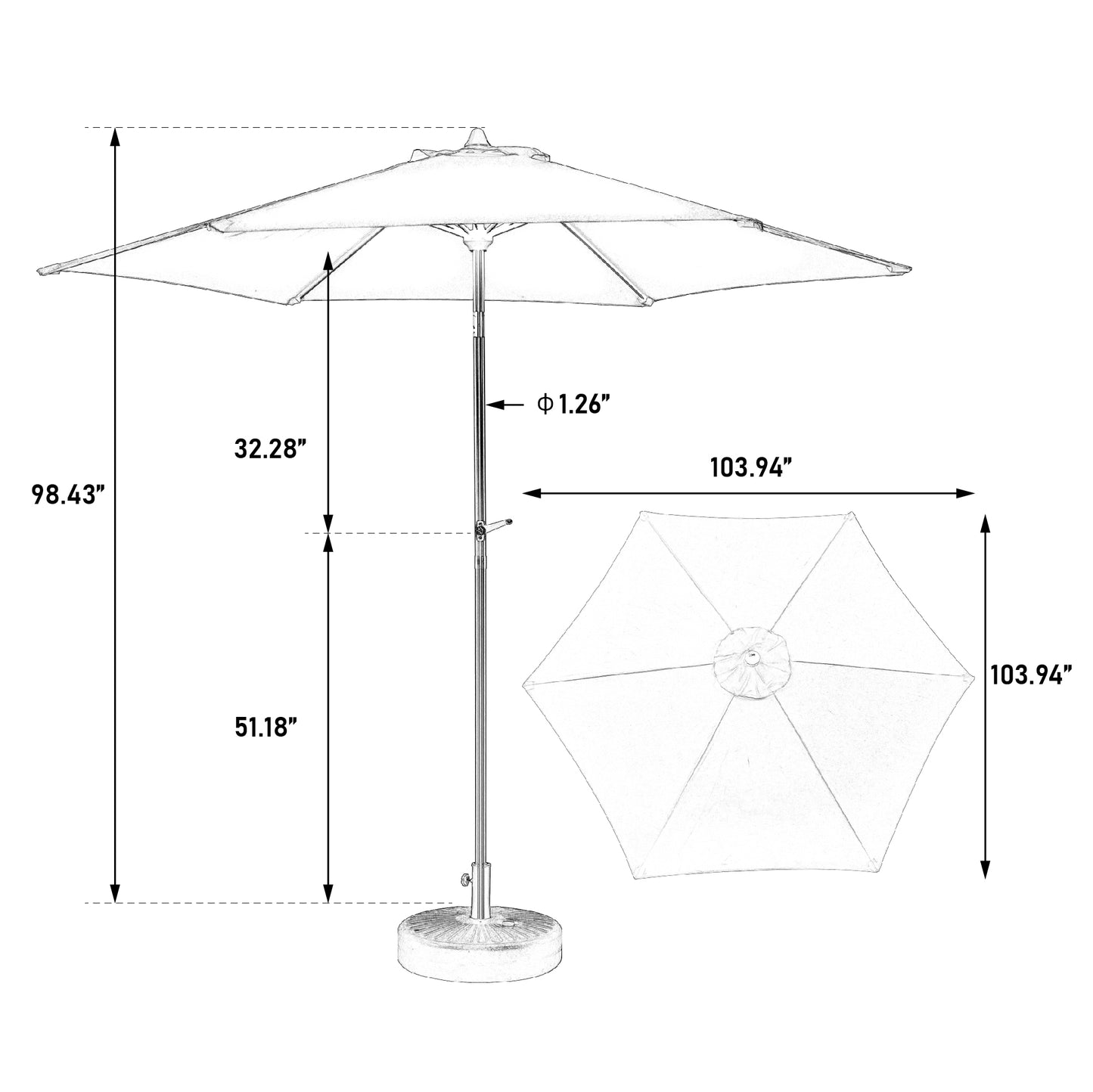 Arturesthome 14.8ft Patio Sunshade - Easy to open swivel crank design for outdoor gardens, balconies, beaches