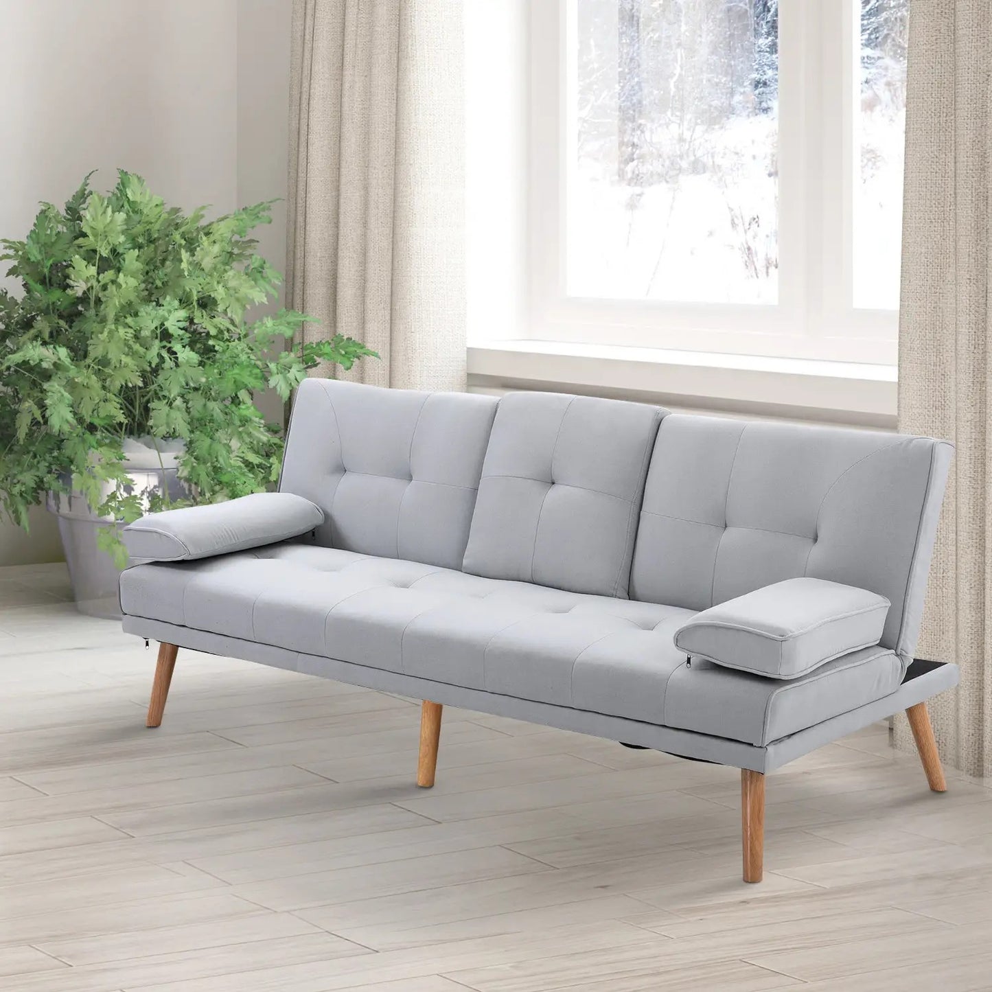 Sofa bed Comfortable sofa bed, 3-seater, sofa bed, linen, light grey, 181x77x72cm