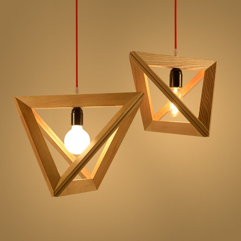 (Z)Nordic Wooden Pendant Lights Triangle Pendant Lights Living Room Bedroom Kitchen Hanging Lamps Home Decor