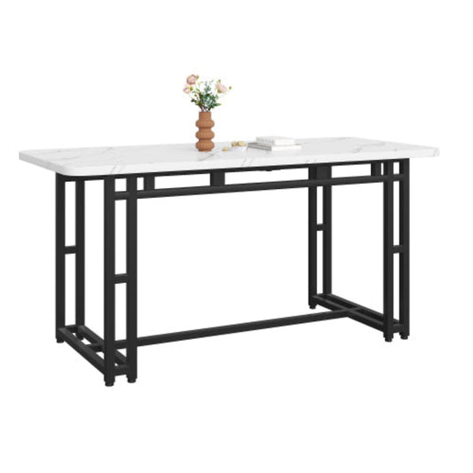 Black Metal Frame Dining Table,140x80cm, Modern Rectangular, for Living Dining Room