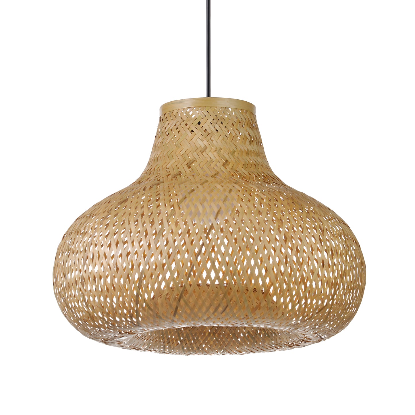 (Q)15.75 Inch Hand Woven Rattan Pendant Light, Bohemian Style Rattan Pendant Light, Suitable for Dining Rooms, Kitchens, Islands, Living Rooms