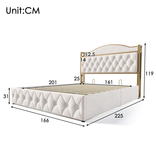 Sherp White Multifunctional Bed Frame-USB-C, LED Lights, Adjustable Headboard, Drawers