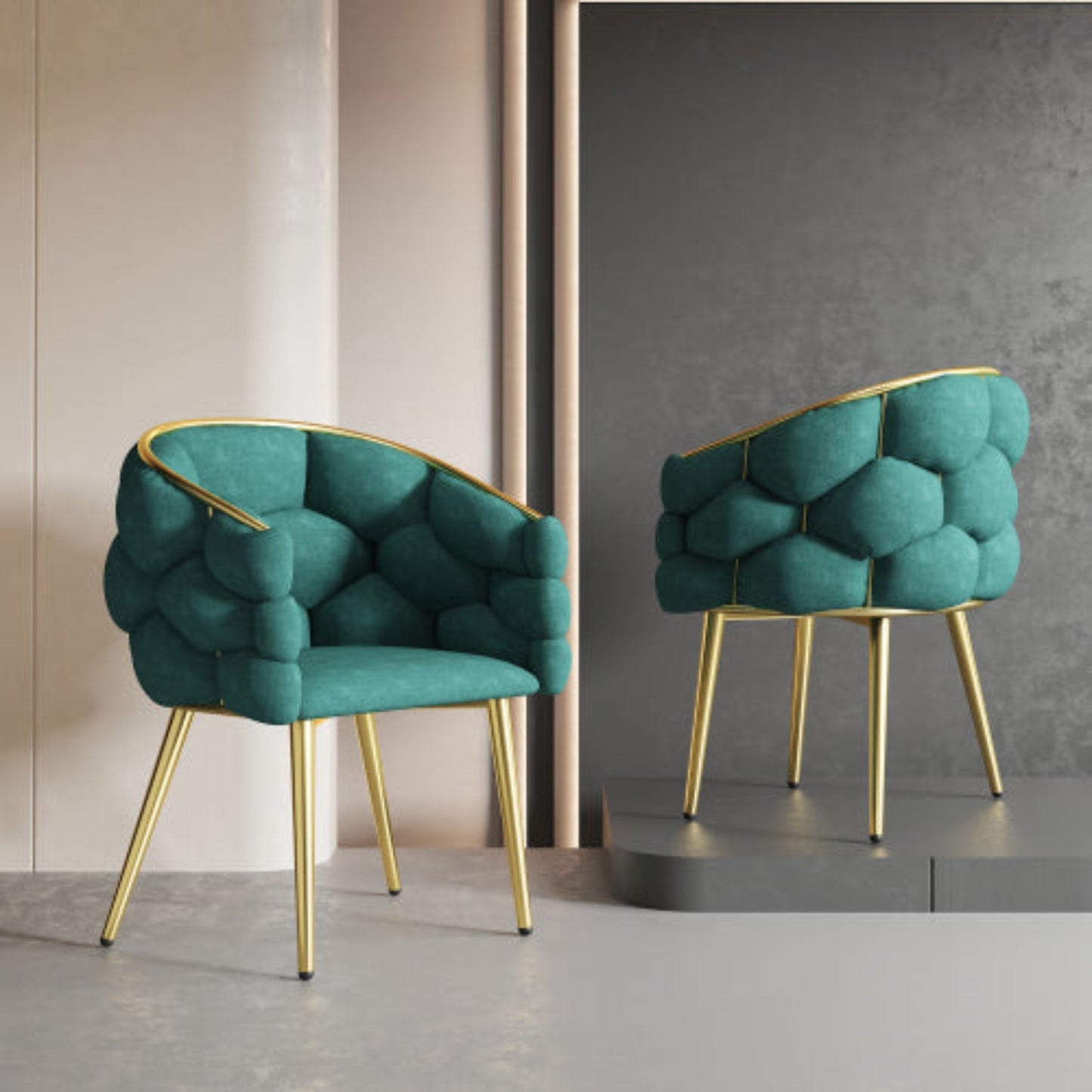 Green Velvet Bubble Chair,Luxury Living Dining, Gold Legs