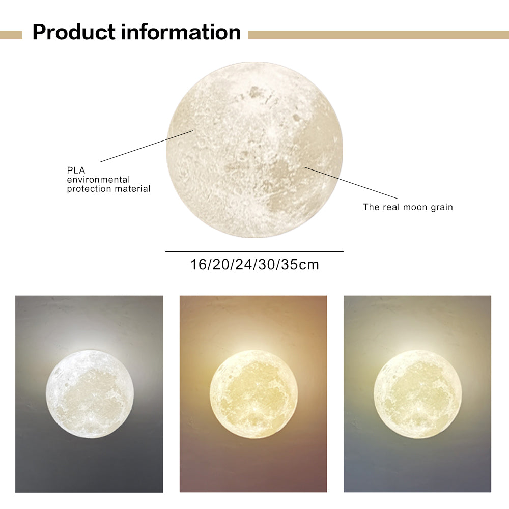 (M)Moon Ceiling Lighting Fixture White Globe Ceiling Lamp for Kids Room/Bedroom