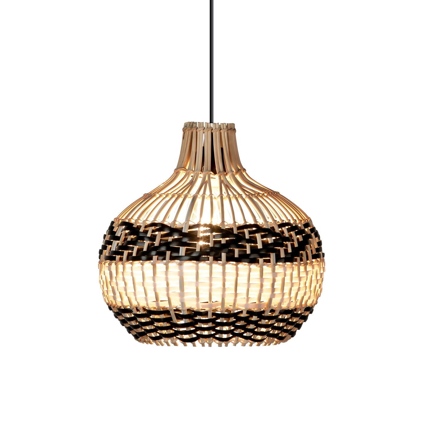 (M)Rattan Pendant Light Fixtures Geometric Single Rattan Ceiling Fixture with Adjustable Cord for for Kitchen Island